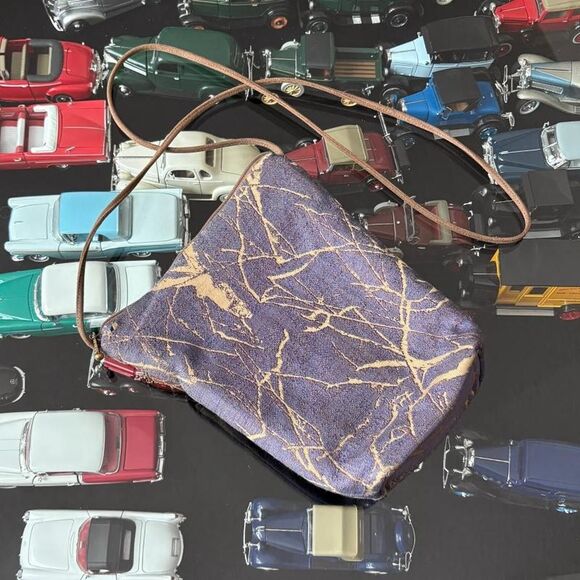 Maruca Handmade Crossbody Bag Purse Funky Crackle Earthy Boho Print - Picture 3 of 5